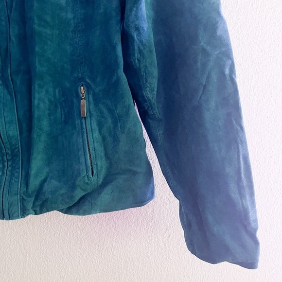 Vintage Y2K Preston and York Teal Suede Jacket - Picture 2 of 5